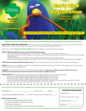 Girl Scouts Early Bird Registration Form