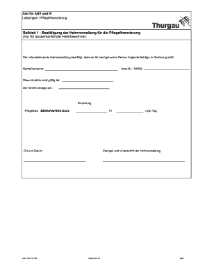 Beiblatt 1 - Bestätigung der Heimverwaltung für die Pflegefinanzierung