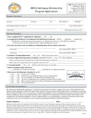 Hathaway Scholarship Application Form