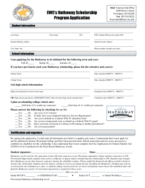 Hathaway Scholarship Application Form