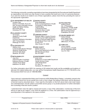 Notice and Consent for HIV/AIDS-Related Blood Testing