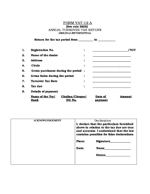 VAT-12-A Annual Turnover Tax Return