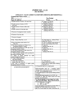 Jammu and Kashmir VAT 11-A Form