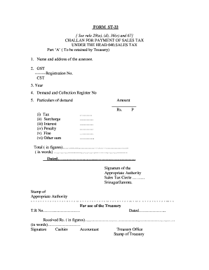 ST-22 Sales Tax Payment Challan