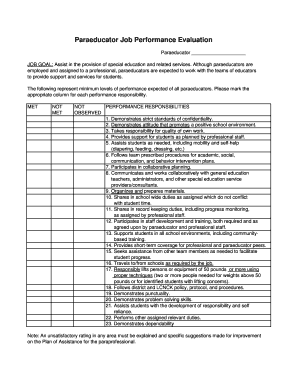 Paraeducator Job Performance Evaluation - Concordia USD 333