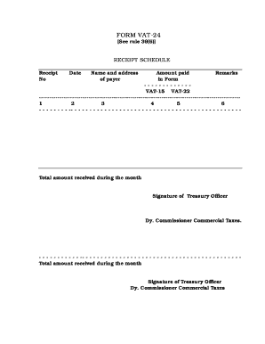 VAT-24 Receipt Schedule