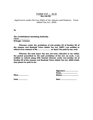 Jammu and Kashmir VAT Form 40-B