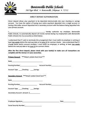 Direct Deposit Authorization Form