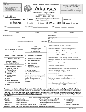 Arkansas Educator's License Application