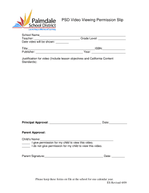 PSD Video Viewing Permission Slip
