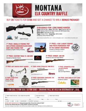 Montana Elk Country Raffle Entry Form