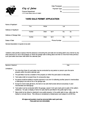 Yard Sale Permit Application