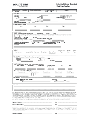 Navistar Credit Application Form