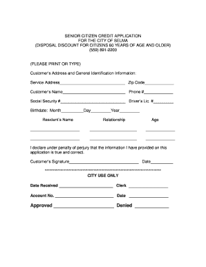 Senior Citizen Credit Application