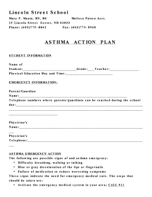Asthma Action Plan Form