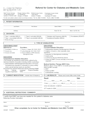 Referral Form for Diabetes and Metabolic Care