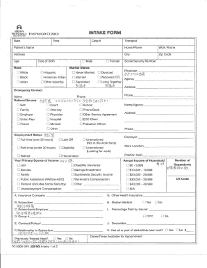 Providence Eastwood Clinics Intake Form