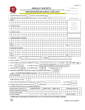 DOEACC Society Registration Form