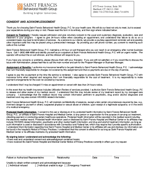 Saint Francis Behavioral Health Consent Form