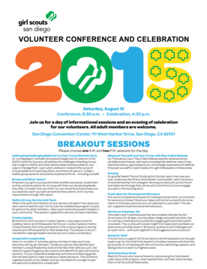Saturday August 15 Conference 830 am Celebration 430 - sdgirlscouts