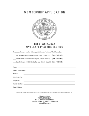 Florida Bar Appellate Practice Section Membership Application