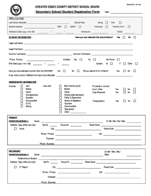 Greater Essex County Student Registration Form
