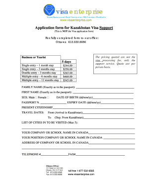 Kazakhstan Visa Support Application