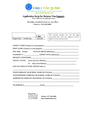 Belarus Visa Support Application Form