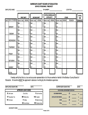 Barbour County Service Personnel Timesheet
