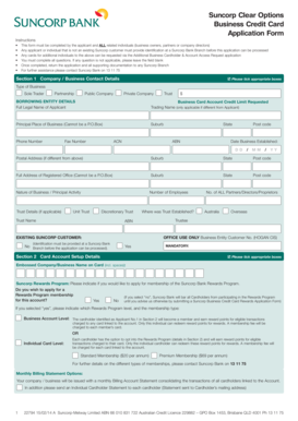 Suncorp Clear Options Business Credit Card Application Form