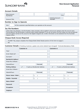 Suncorp New Account Application