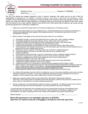 Technology Acceptable Use Employee Agreement