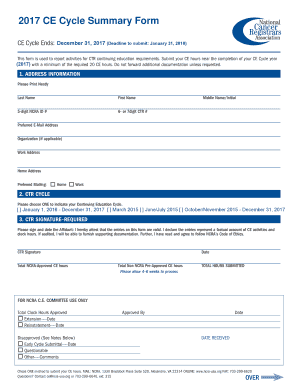 2015 CE Cycle Summary Form