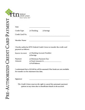 pre authorized credit card payment form