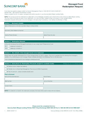 Managed Fund Redemption Request