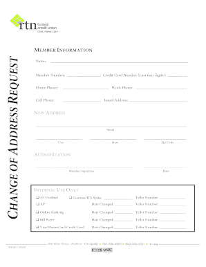 Change of Address Request Form
