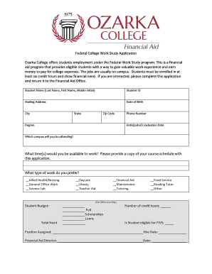 Federal College Work Study Application