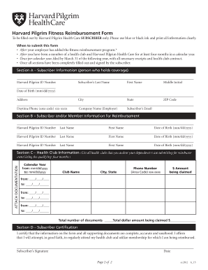 Harvard Pilgrim Fitness Reimbursement Form
