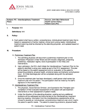 Interdisciplinary Treatment Plan