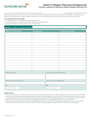Customer Request and Authority to Disclose Regular Payments List