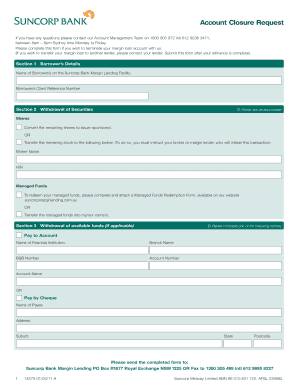 Suncorp Bank Margin Loan Account Closure Request