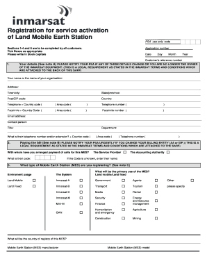 Inmarsat Land Mobile Earth Station Registration Form