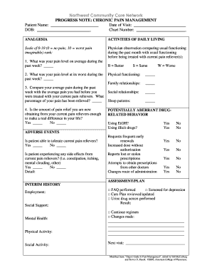 Chronic Pain Management Progress Note