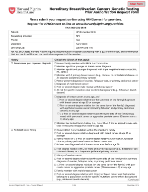 Hereditary Breast/Ovarian Cancers Genetic Testing Prior Authorization Request Form