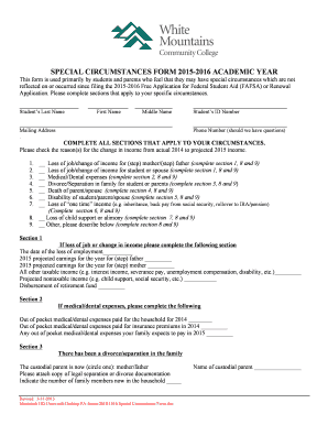 Special Circumstances Form 2015-2016