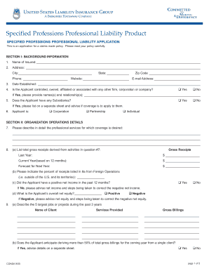 Professional Liability Insurance Application