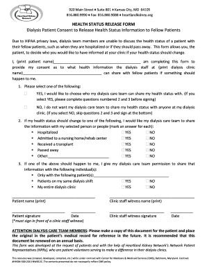 Dialysis Patient Health Status Release Form
