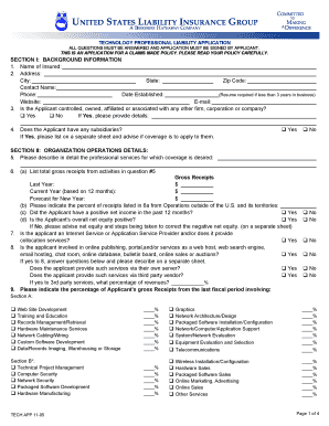 Technology Professional Liability Application