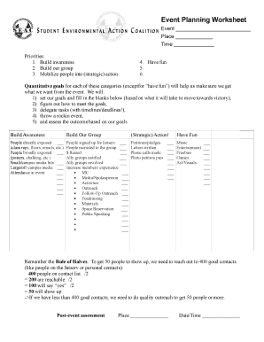 Event Planning Worksheet