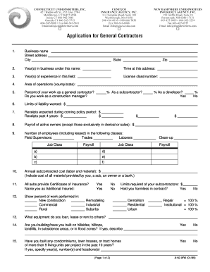 Construction Business Insurance Application